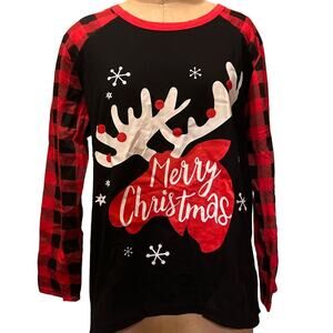 Kids Unisex Joyin Merry Christmas Buffalo Sleeves Holiday Top New Size XL